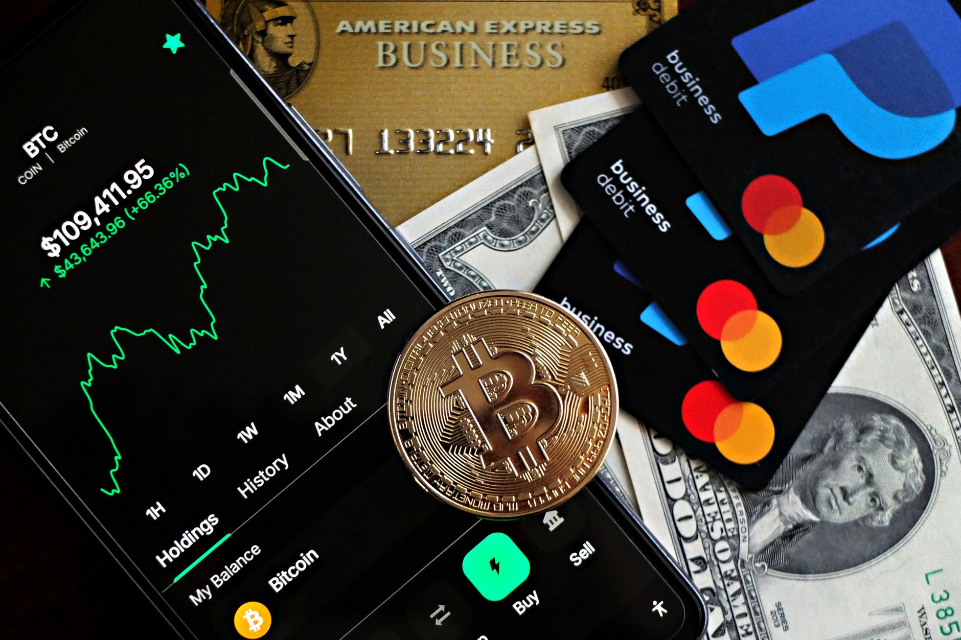 Smartphone showing a bitcoin market order confirmation with price chart